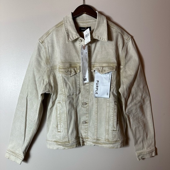 Purple Brand Other - Purple Brand Jacket Mens Mediumm Beige Embossed Logo Denim Trucker Western NWT